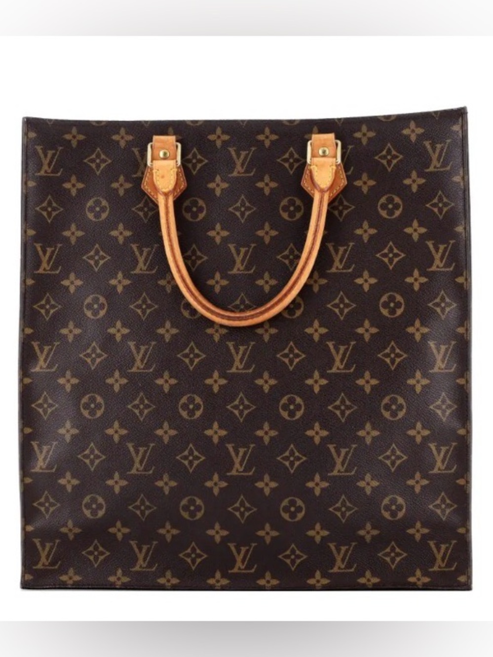 Louis Vuitton Monogram Canvas Brown Tote Bag with Vachetta Leather Handles